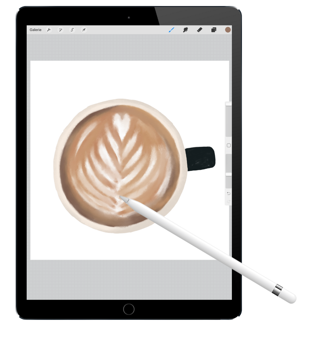 Kim Badi - Mockup iPad mit Kaffeetasse auf der Webseite www.kimbadi.com